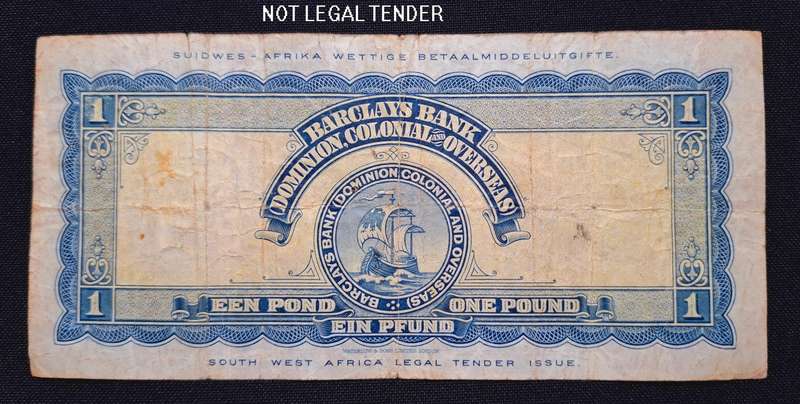 SUID WES AFRIKA ISSUE - 1 POUND - BARCLAYS BANK   1 Nov 1943   ** VERY RARE **          NN4
