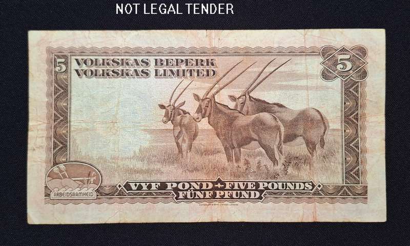 South West Africa (Windhoek) Volkskas Bank 5 Pounds 1 Sept 1959  *** VERY RARE ***             NN5