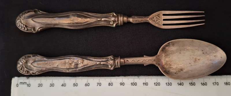 Sterling Silver Christening Fork And Spoon 1871  ( With Hallmarks )