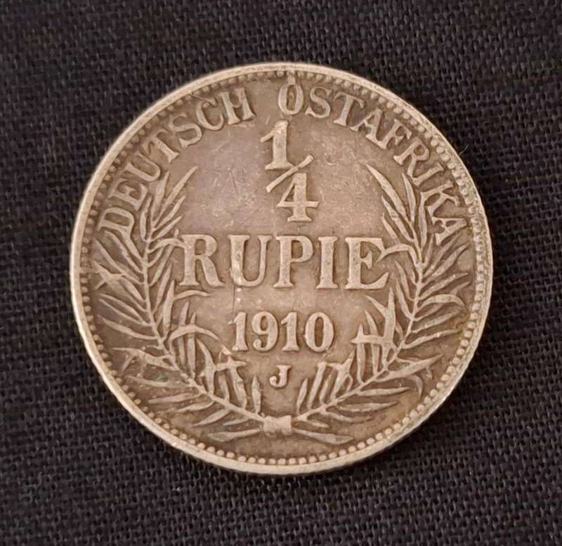 1910 J German East Africa 1 Rupie    ( .917 Silver )    ** STARTING @ R1 **                     JJ31