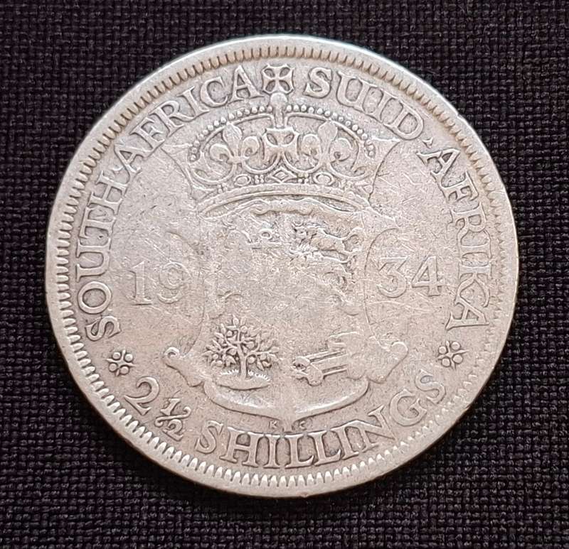 1934 Union of South Africa Two and a Half Shillings         T8