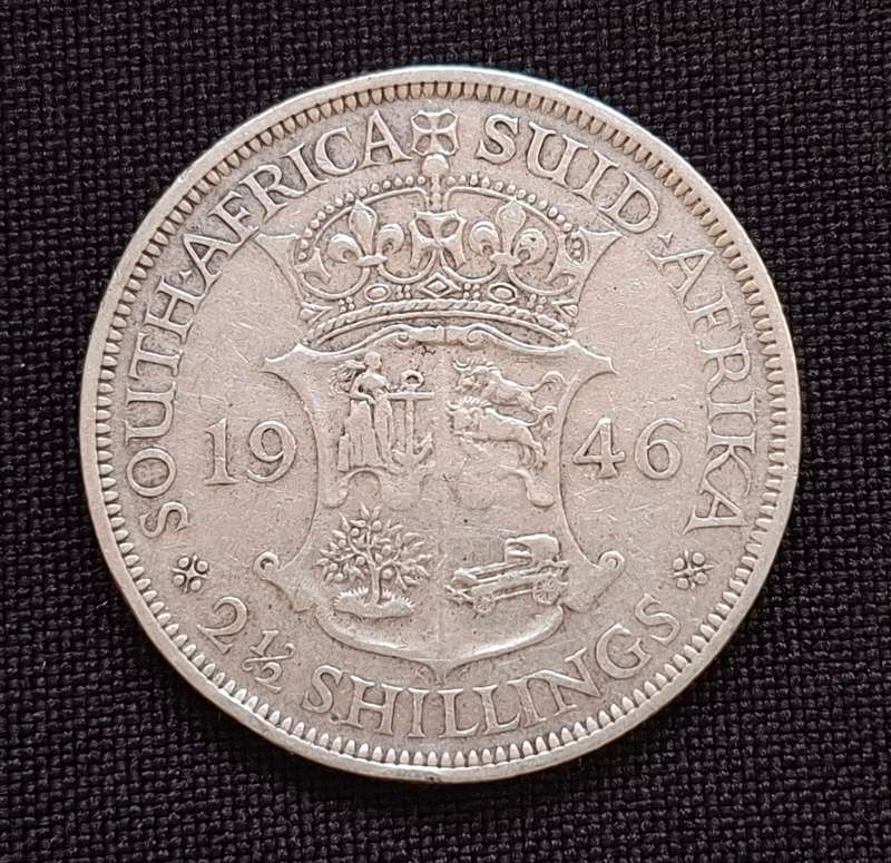 1946 Union of South Africa Two and a Half Shillings   ** SCARCE - ONLY 11388 MINTED **          T11