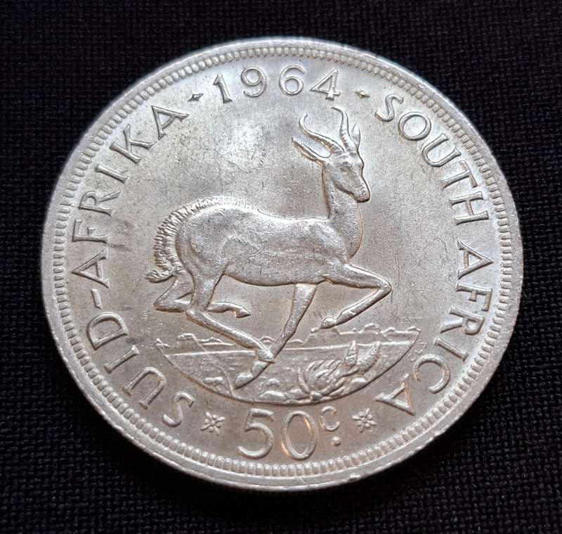 1964 South Africa Fifty Cent Coin                    T35
