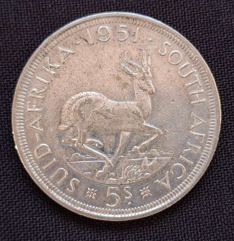 1951 Union Of SA Crown / 5 Shillings                     T43