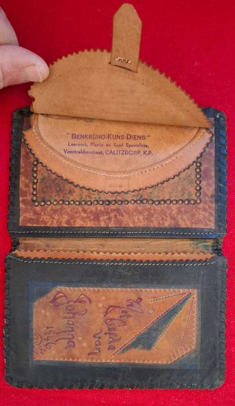Leather Wallet Made By " BENKRUNO-KUNS-DIENS " Calitzdorp ( Inscription 1946 )