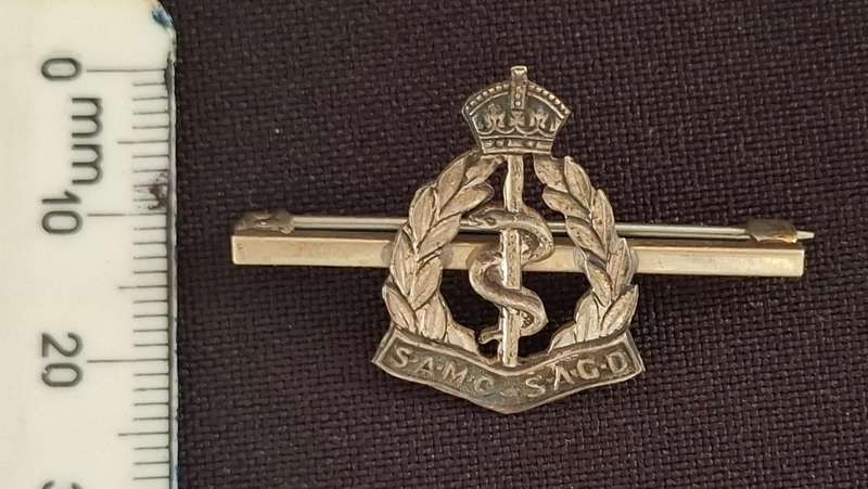 South African Medical Corps ( Sterling Silver ) Sweetheart Brooch               E17