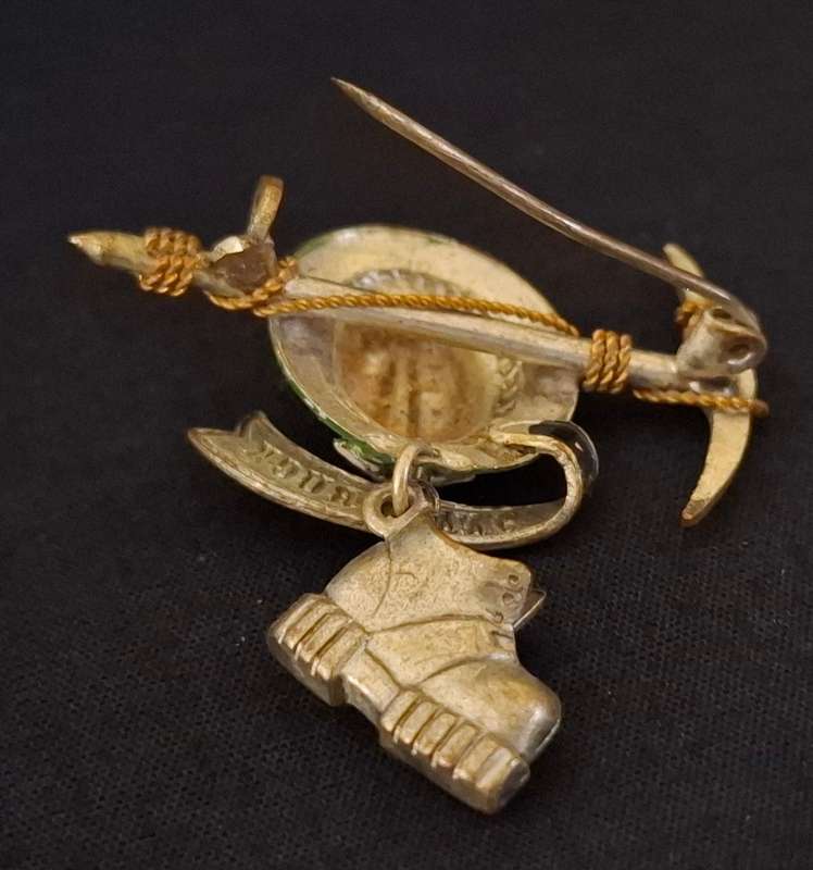 Vintage Austrian Innsbruck Miners Pick Axe Enamel Pin Brooch   ** Stunning **             E21