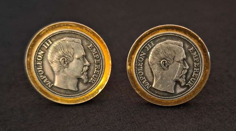 Vintage Napoleon III Empereur  Coin Cufflinks                  E24