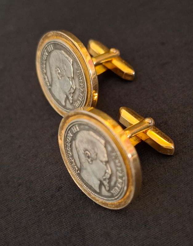 Vintage Napoleon III Empereur  Coin Cufflinks                  E24