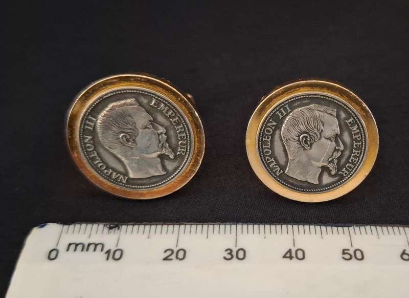 Vintage Napoleon III Empereur  Coin Cufflinks                  E24