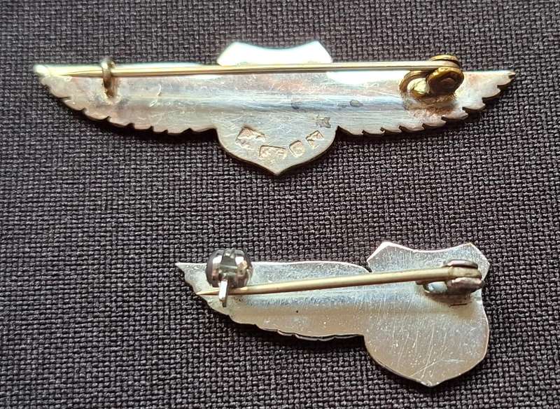 Pietermaritzburg Aero Club Pilot Wings ( Sterling Silver Hallmarked ) + Co-Pilot Wings (Not Silver)