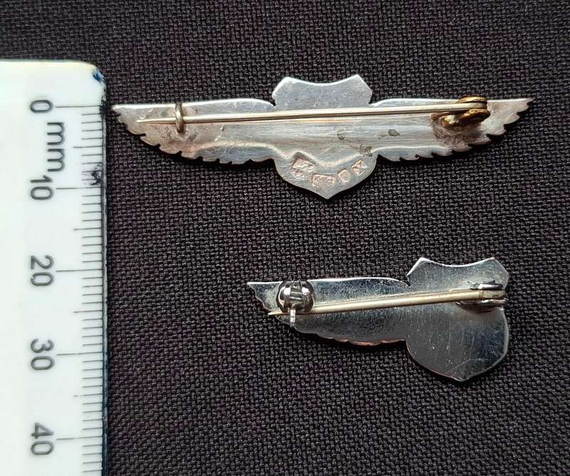 Pietermaritzburg Aero Club Pilot Wings ( Sterling Silver Hallmarked ) + Co-Pilot Wings (Not Silver)