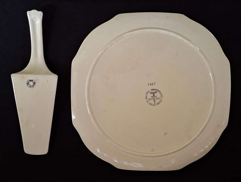 Lord Nelson Ware Elijah Cotton Square Cake Plate + Server  1950's