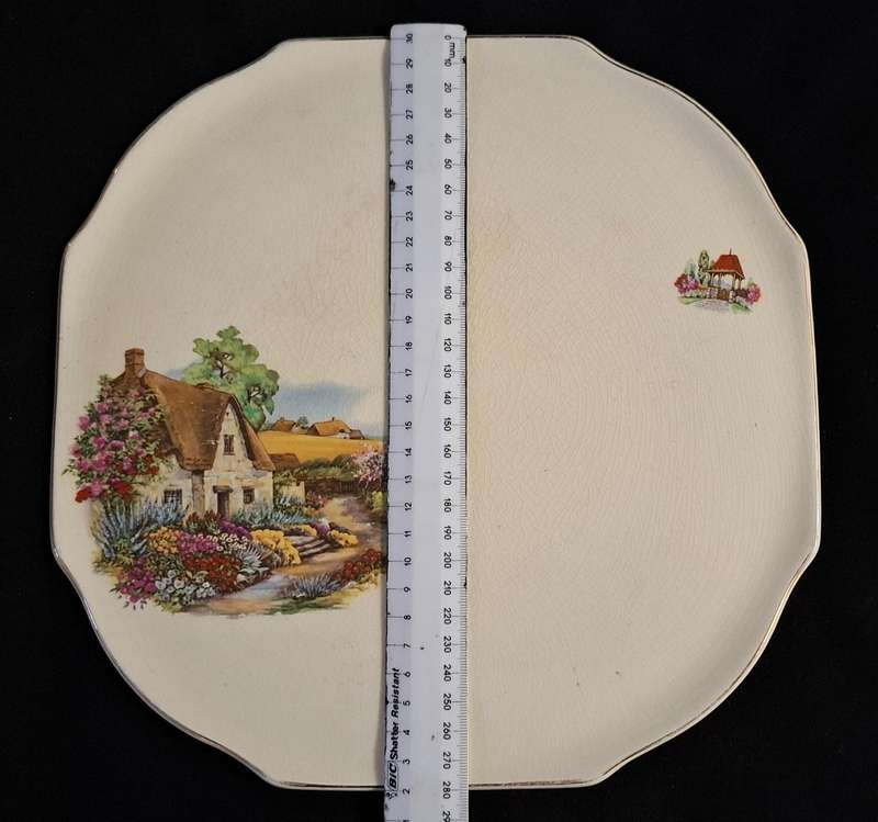 Lord Nelson Ware Elijah Cotton Square Cake Plate + Server  1950's