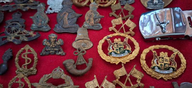MIX LOT OF MILITARY BADGES  ------ ( 125 Badges ) Pins And Lugs Intact