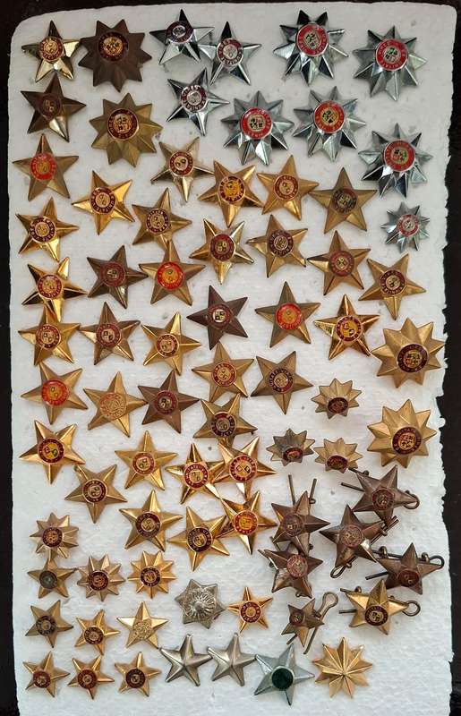 MIX LOT ARMY STAR RANKS   ( 75 RANKS )  Various Sizes   --- One Bid For The Lot