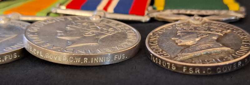 WW2  Territorial Efficiency Medal Group Full Sized And Miniature 7013078 CPL. GOVER C.W R.INNIS.FUS.