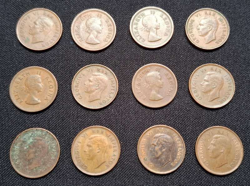 Union of South Africa Quarter Penny Lot - 12 coins