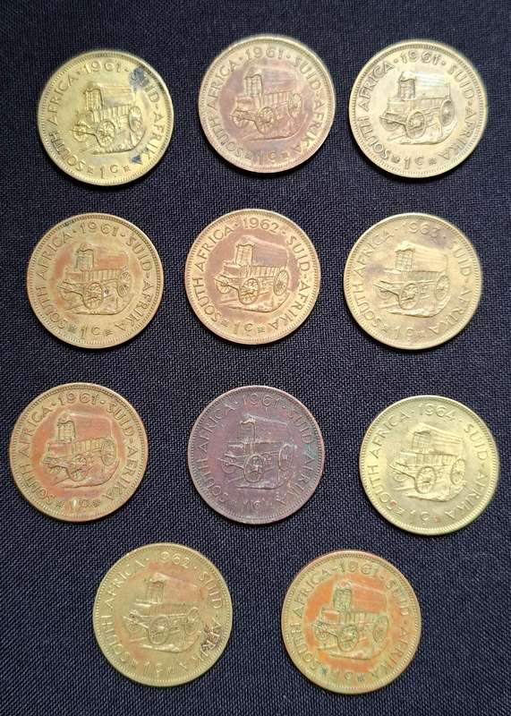 RSA ONE CENT ( First Decimal ) LOT -------- One Bid For The Lot Of 11 Coins --------       ( D )