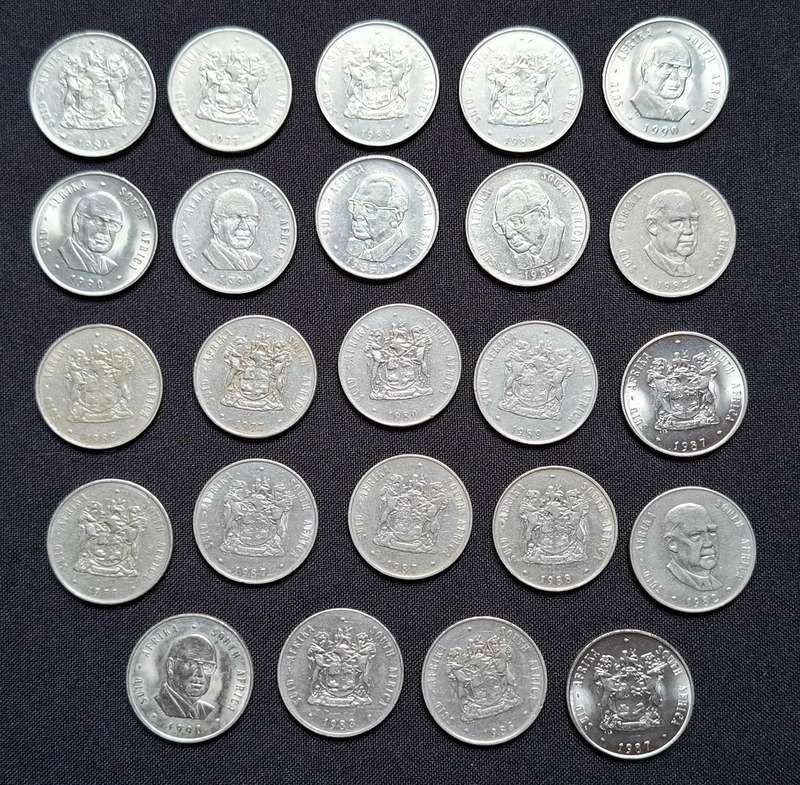 RSA One RAND LOT   ( Nickle )   ----------  ONE BID FOR THE LOT OF 24 COINS