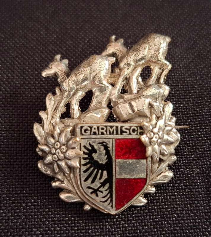 German Garmisch Silver Tone Souvenir Badge           W3