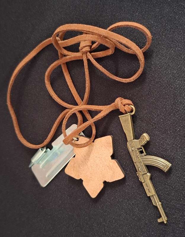 SADF Tin Opener , AK47 Kalashnikov Assault Rifle And Defence Force Badge            W5
