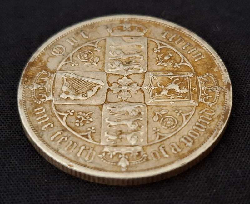 1887 Great Britain  Queen Victoria Silver Gothic Florin - TOP GRADE -- Rare  * STARTING @ R1     JJ1