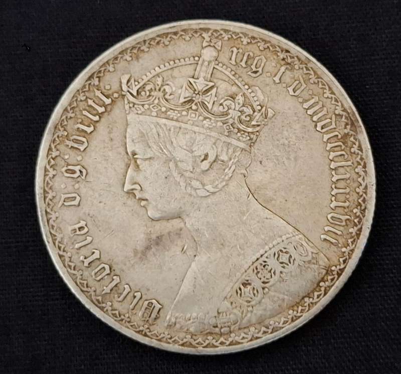 1887 Great Britain  Queen Victoria Silver Gothic Florin - TOP GRADE -- Rare  * STARTING @ R1     JJ1