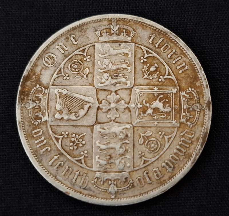1887 Great Britain  Queen Victoria Silver Gothic Florin - TOP GRADE -- Rare  * STARTING @ R1     JJ1