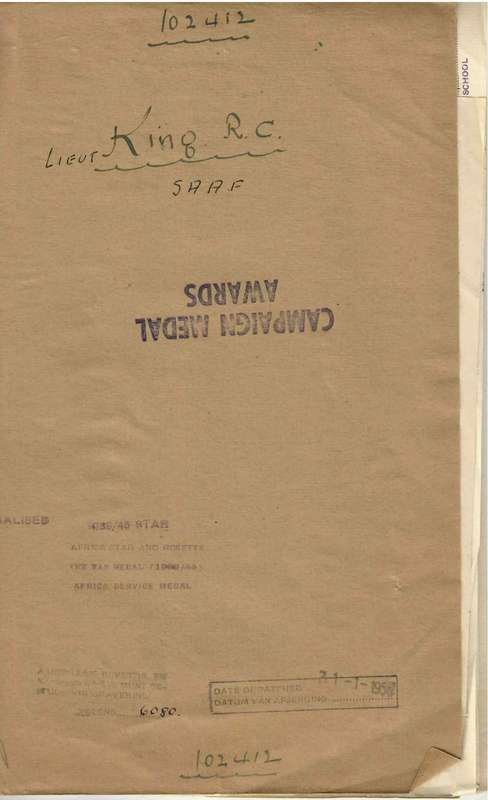 Lieut. RC. KING    S.A.A.F   23 Squadron    See Documents                      No.16