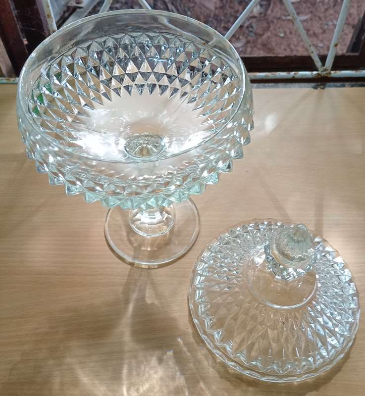 Glass lidded compote