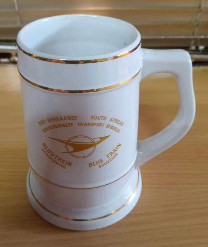 Blue train tankard