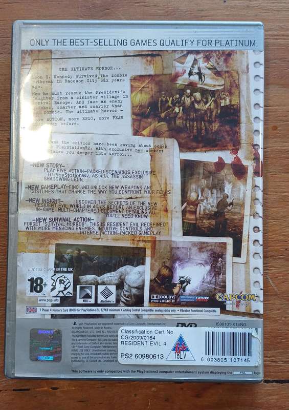 Resident Evil 4 PS2 Platinum (Disc in excellent Condition)