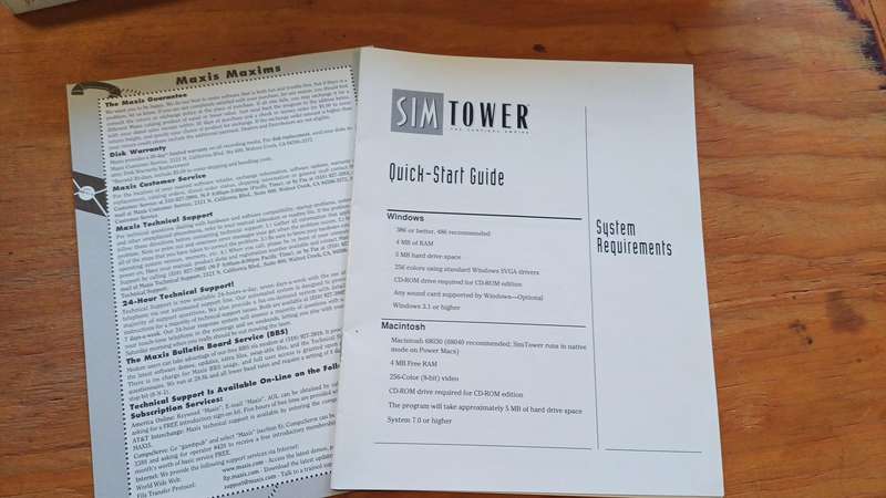 Sim Tower BIG BOX (Includes Copy of SimCity 2000 with Big box  manual)