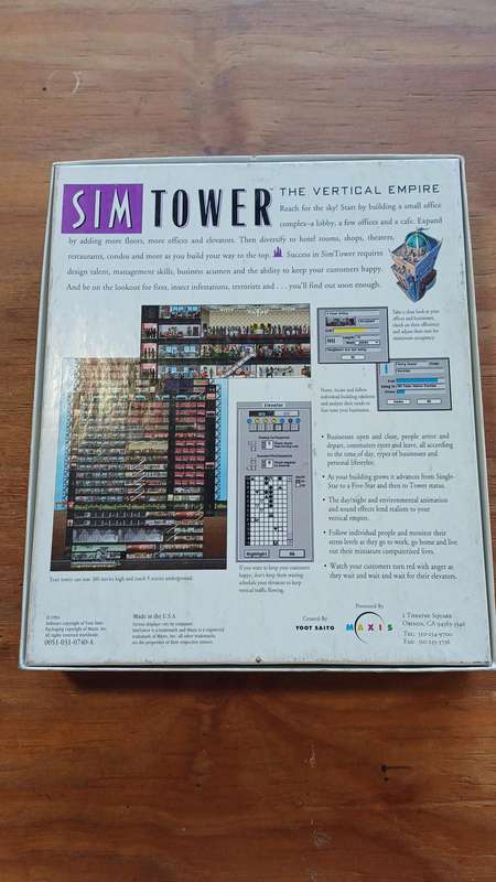 Sim Tower BIG BOX (Includes Copy of SimCity 2000 with Big box  manual)