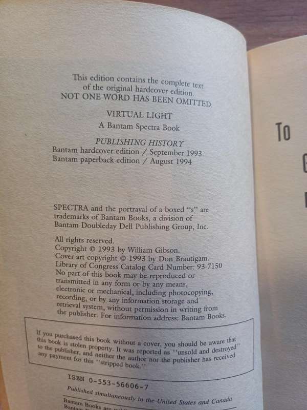 Virtual Light - William Gibson Paperback