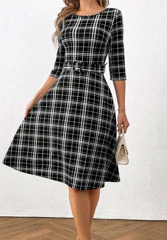 Ladies flair black and white dress