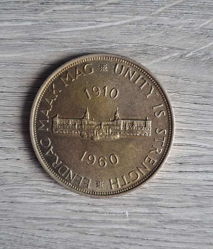 1960 South Africa 5 Shilling coin 1910 - 1960 Unity in Strength