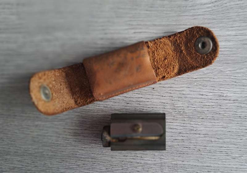DUX pencil sharpener and leather pouch