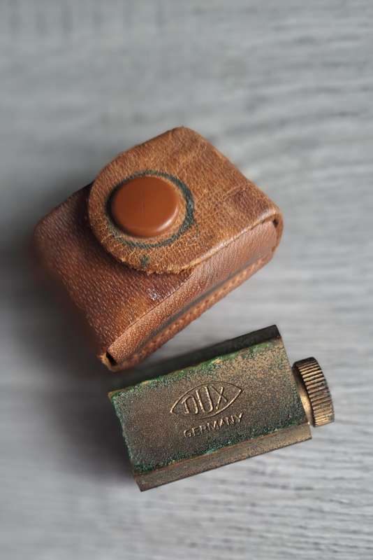 DUX pencil sharpener and leather pouch