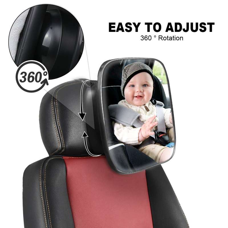 Baby Mirror for Car Travel with 2 Extra Strips Fits all cars