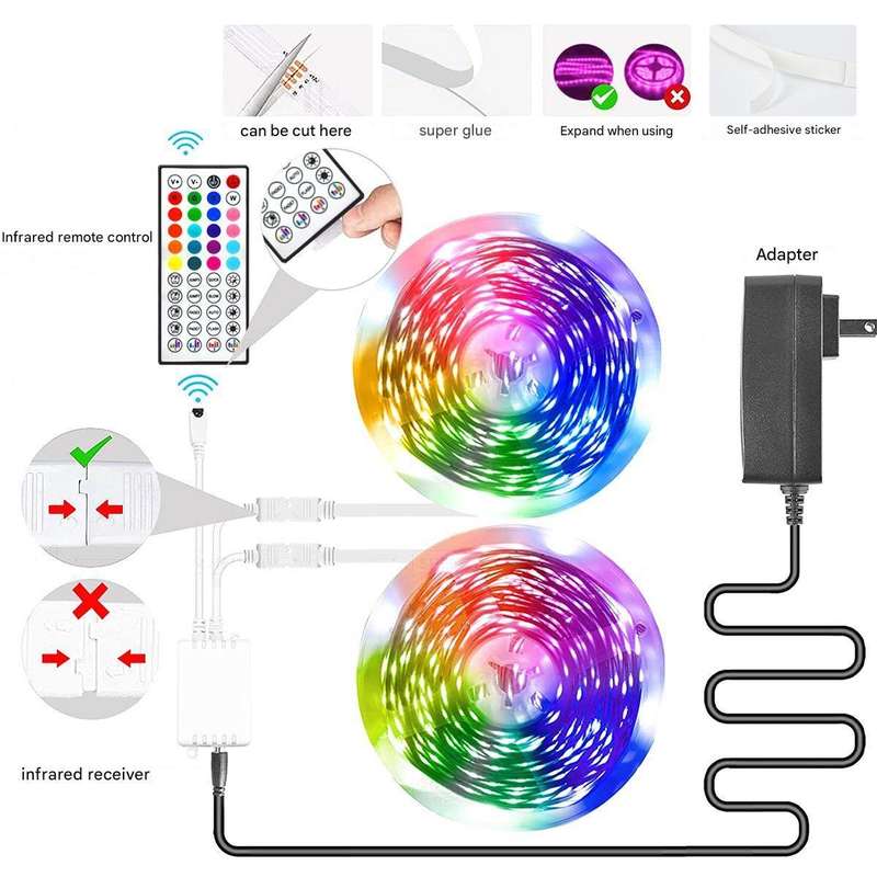 LED Light Strip App Bluetooth Control 5050 RGB 20m (2x10m)