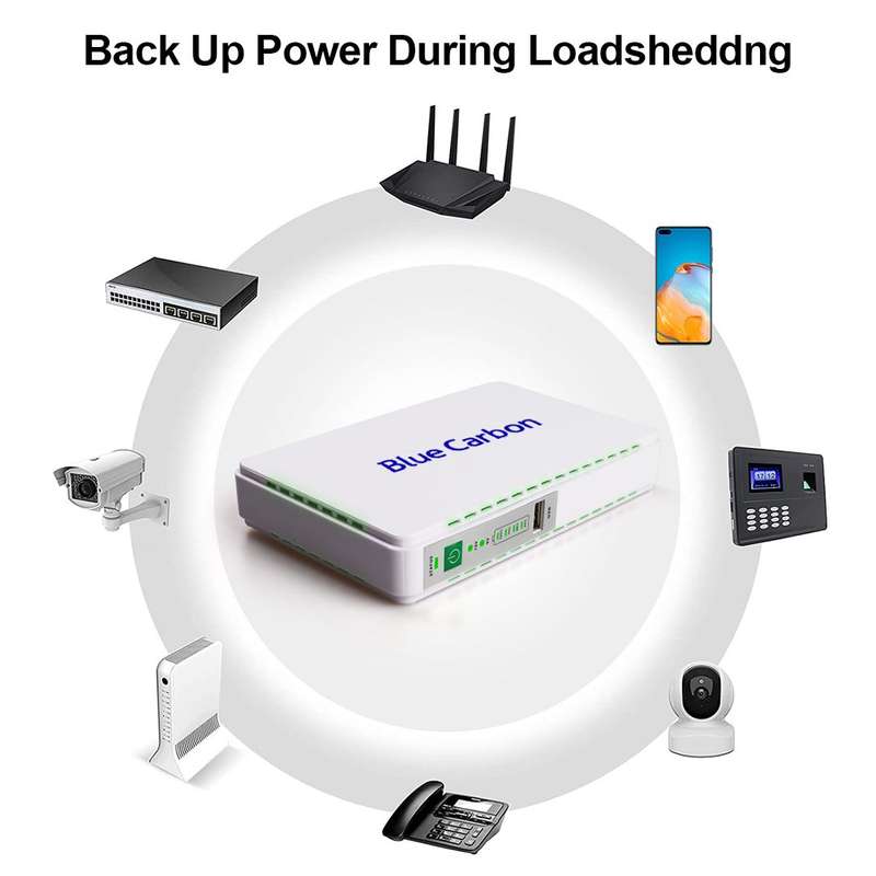 Blue Carbon Mini UPS for Wifi Router with 120cm Y Cable and Support POE