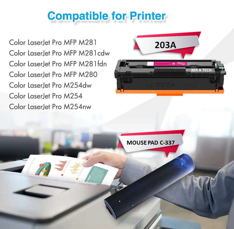 HP 203A (CF540A,CF541A,CF542A,CF543A) Compatible Toner (B/C/M/Y)