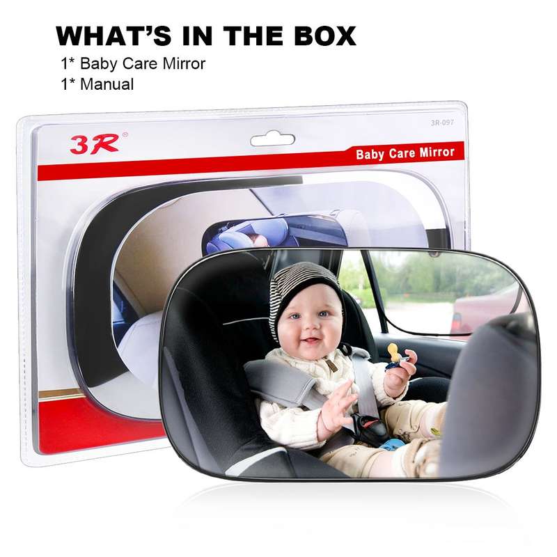 Baby Mirror for Car Travel with 2 Extra Strips Fits all cars