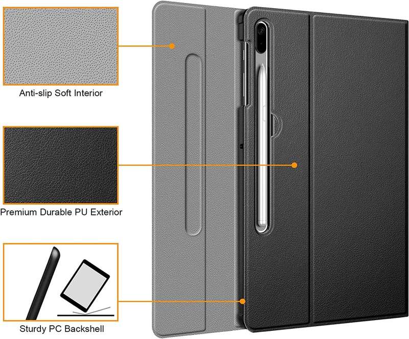 TUFF-LUV Bluetooth Keyboard case for Samsung Tab S7 FE 12.4 Black