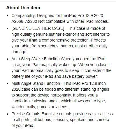 Genuine Leather cover For iPad 12.9 Pro