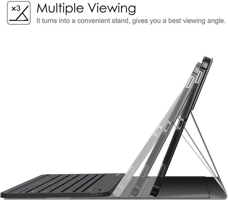 TUFF-LUV Bluetooth Keyboard case for Samsung Tab S7 FE 12.4 Black
