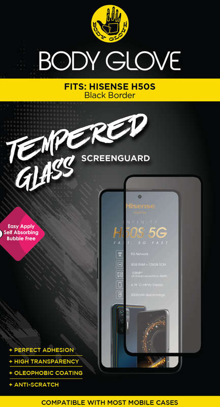 Body Glove Hisense H50S Tempered Glass Screenguard - Black Rim