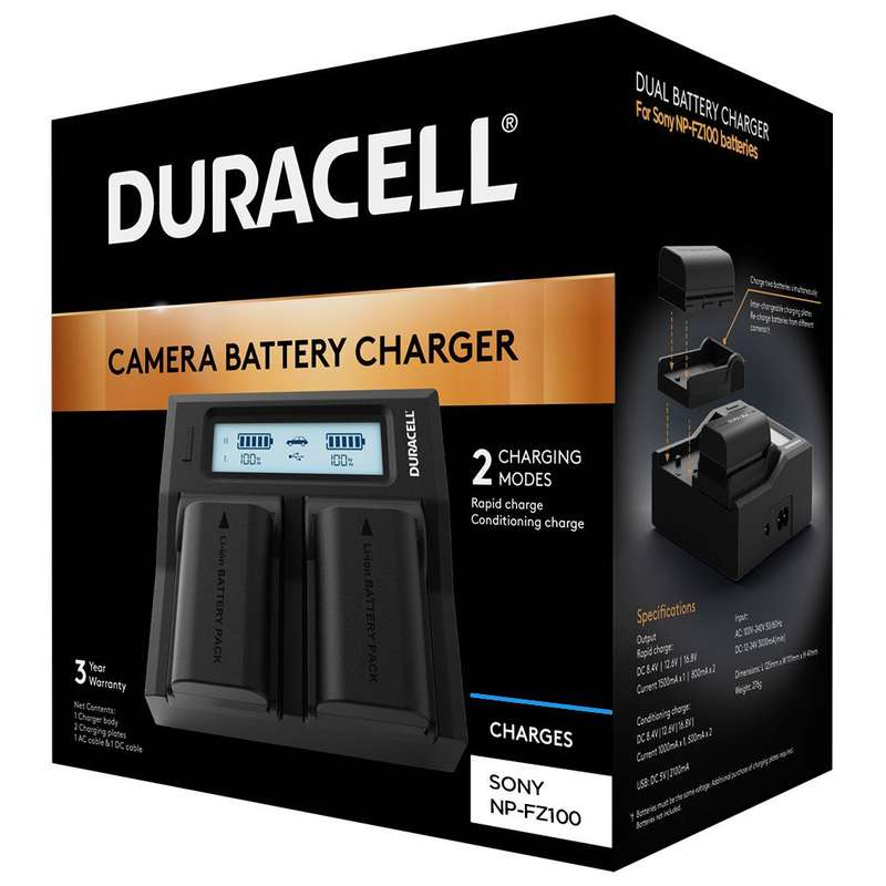 Dual Charger for Sony NP-FZ100 Batteries by Duracel